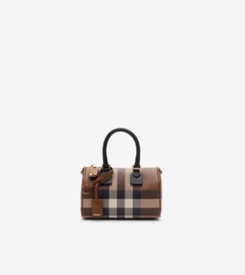 미니 체크 볼링 백 (다크 버치 브라운) - 여성 | 공식 Burberry®
