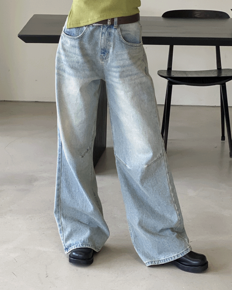 니다트 워싱데님팬츠