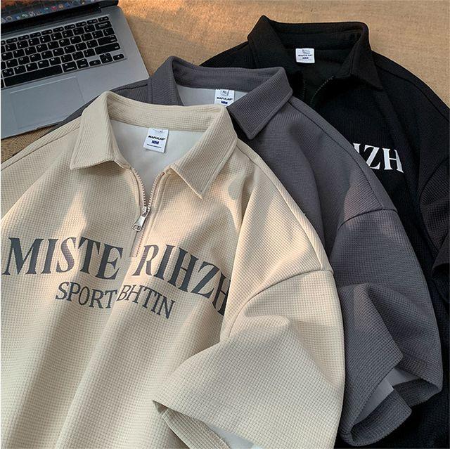 [해외][주문폭주] 엠보 반집업 카라 반팔 (3 color)