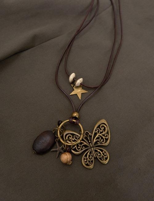 bohemian gold butterfly mix necklace