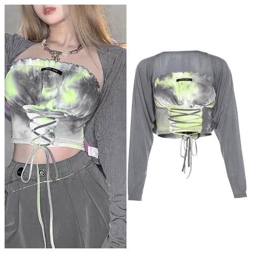 타이다이 물나염 코르셋 탱크탑+가디건 세트