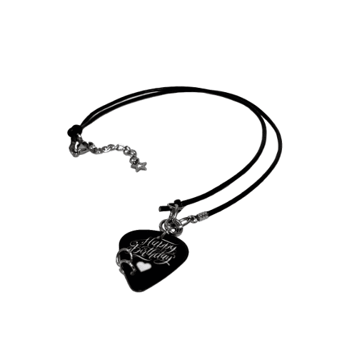 Black leather peak necklace