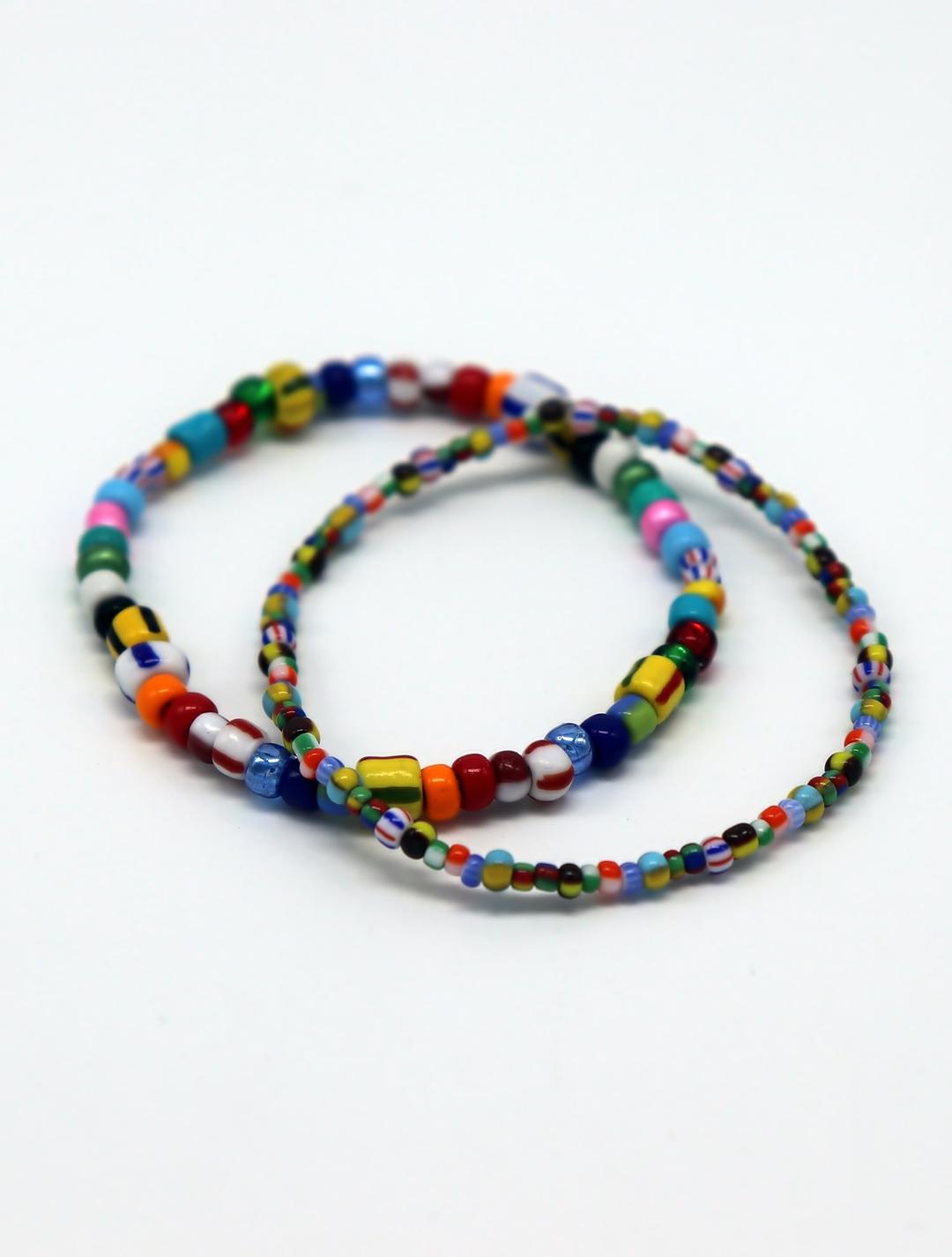 [주문제작]							 Print beads mix layered Bracelet 레이어드 패션 비즈팔찌 large