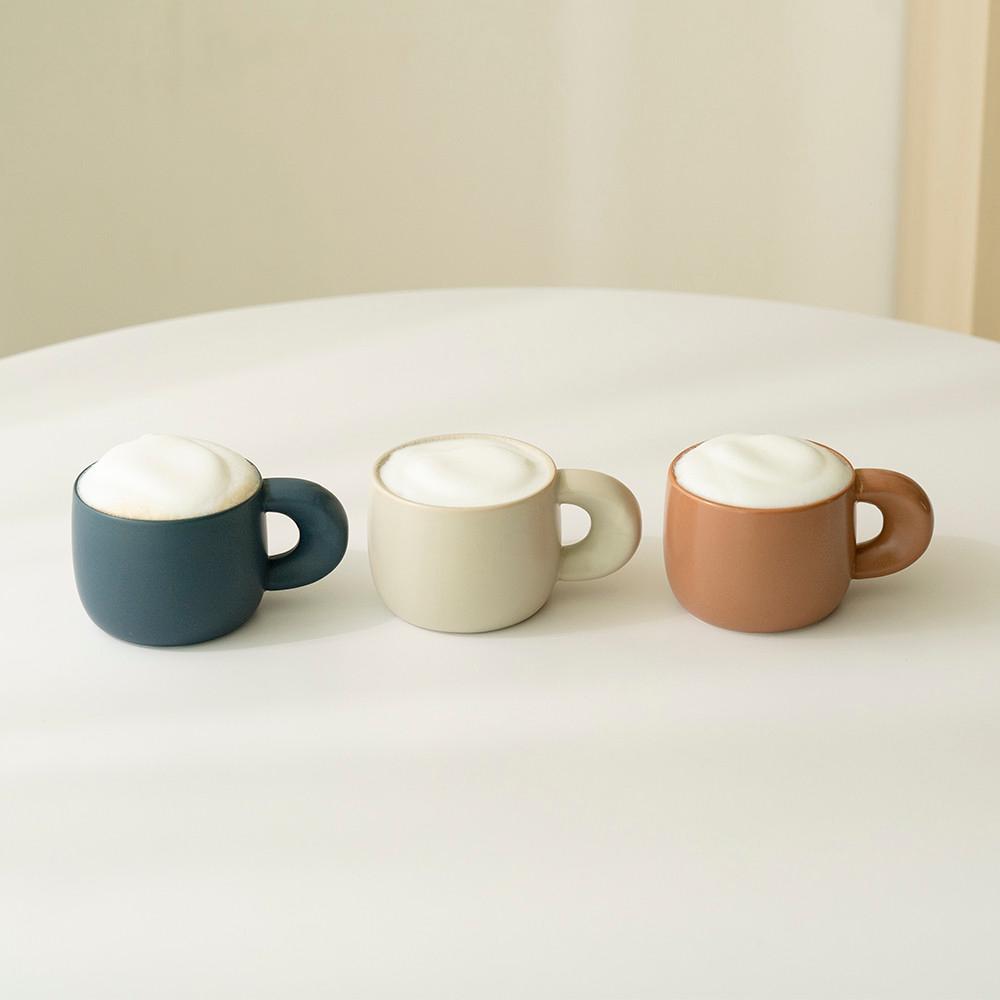 [쿠베르] 홈 카페 몽돌 미니 머그, 믹스 커피 잔 작은 컵 사무실 티컵 플랫화이트 찻잔