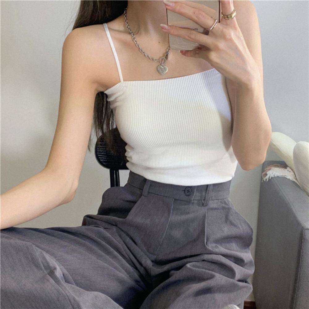 골지 캡내장 일자 끈 나시 브라탑 탱크탑