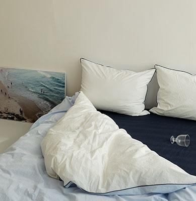 크러스트 코튼 베딩_pure blue&warm white