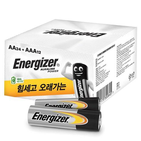 에너자이저 알카라인 파워 대용량 ON-LINE종이팩 AA건전지 24입 + AAA건전지 12입, 36개입, 1세트 - AA건전지 | 쿠팡