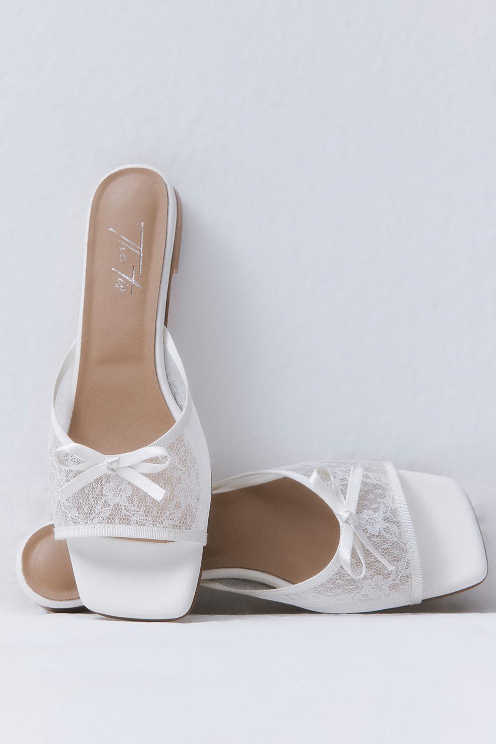 [Exclusive]SHEER LACE RIBBON MULE_TT6S703IV