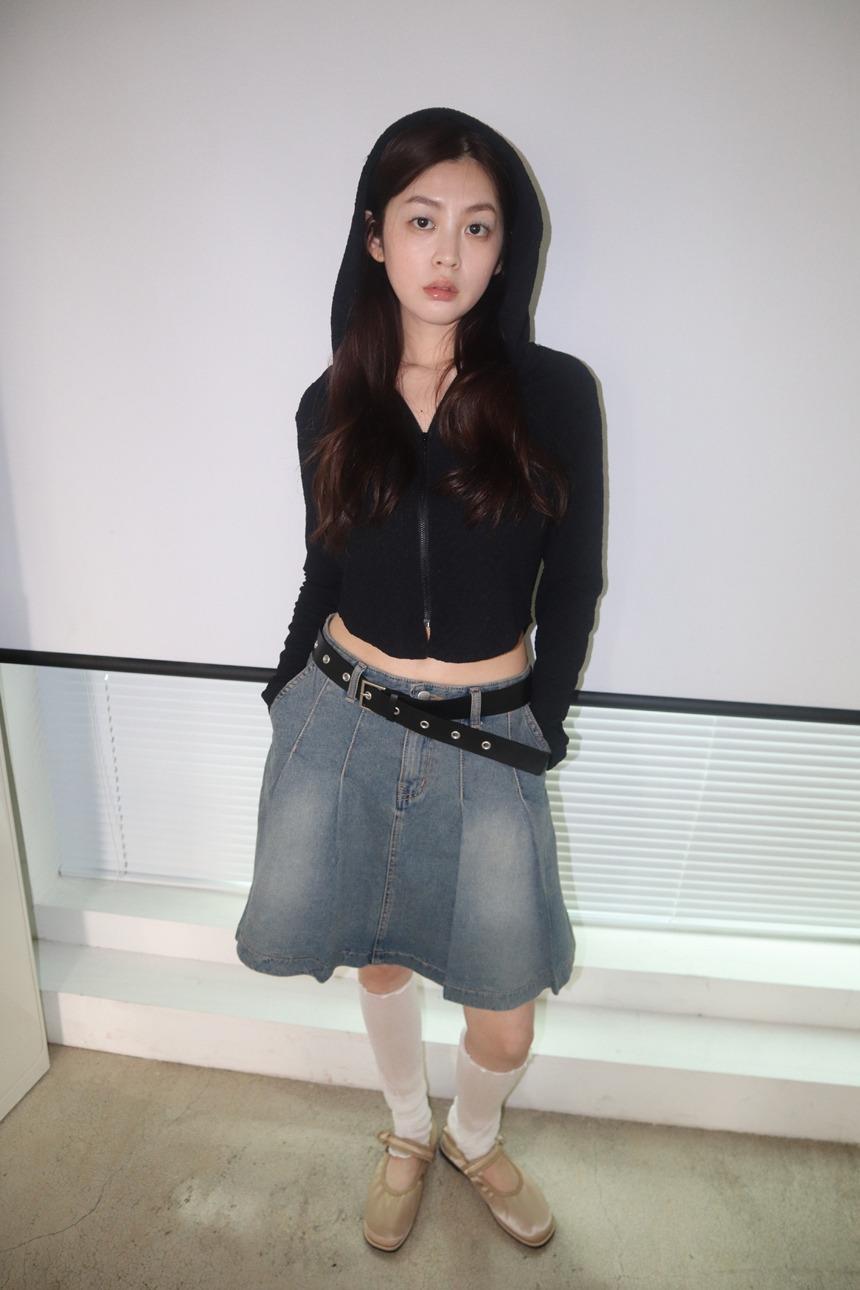 Washing flare denim skirt (2color)