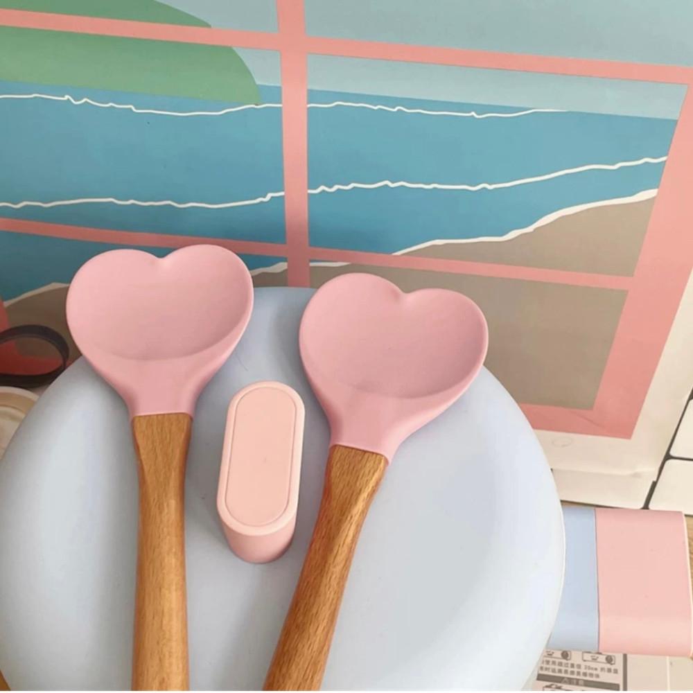 하트 실리콘 조리도구 뒤집개 키친툴 국자 주걱 요리 스푼 스파출라 미니 새달바스켓