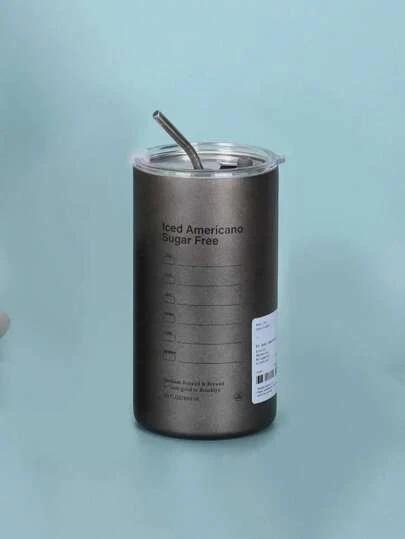 1개 알파벳 프린트 스테인리스 스틸 회색 커피 사무실