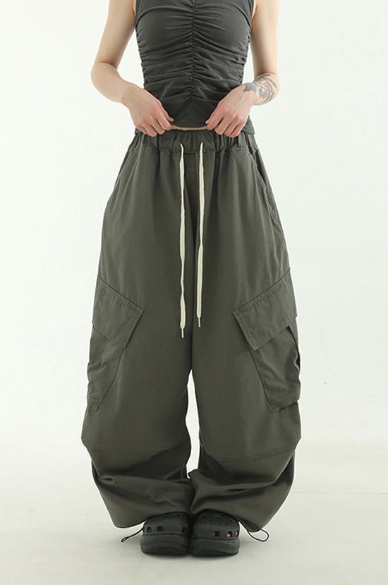 oblique pocket balloon banding pants (unisex)