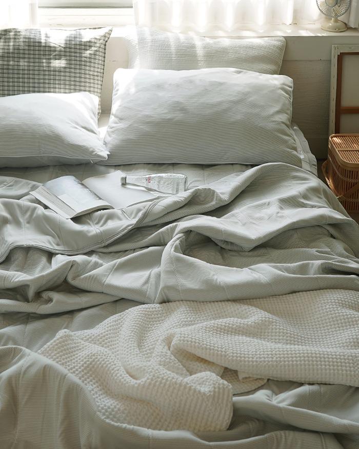 냉기솔솔 슈퍼쿨링 메쉬 모기기피 양면 냉감 여름이불 세트 쿨그레이