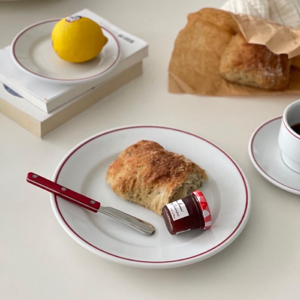 Porvasal burgundyline 폴바살 버건디 레드 라인 플레이트 파스타 커피잔 오벌