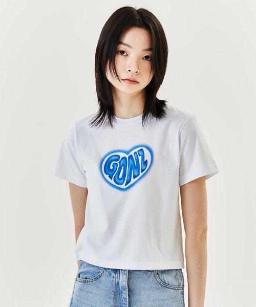WOMENS HEART GONZ CROPPED T-SHIRT - WHITE