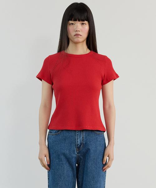 Waffle Half Sleeve Tee Red