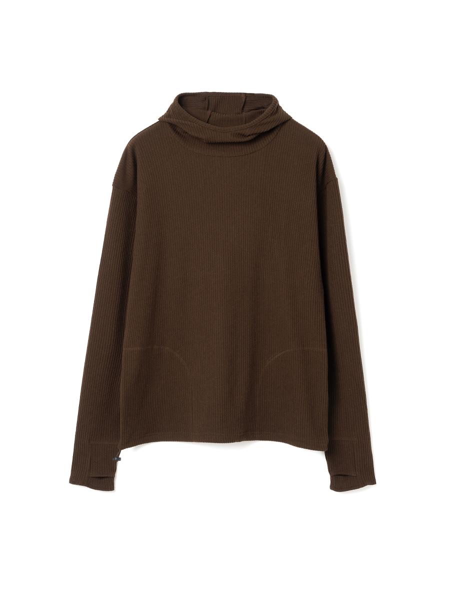 Layered Stitch Hoodie Long Sleeve Brown