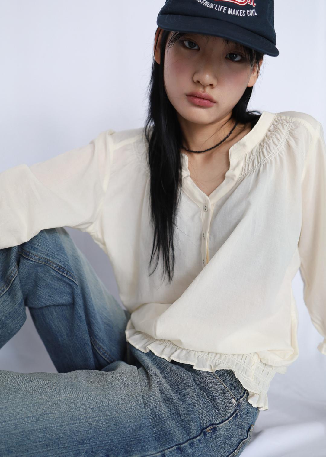풀풀풀 sibori v-neck blouse