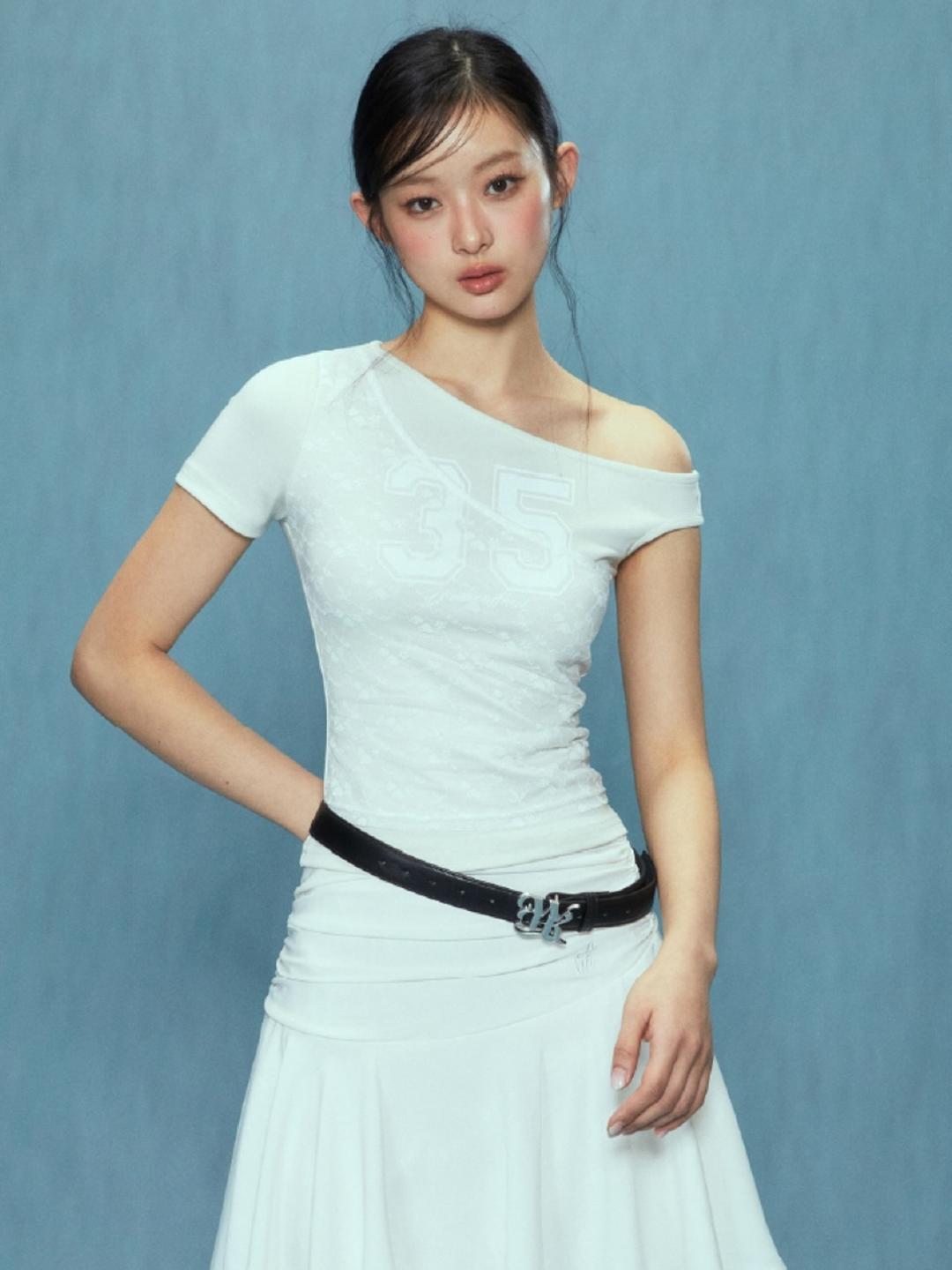 Weekendhub Lace Layer One Shoulder T-Shirt
