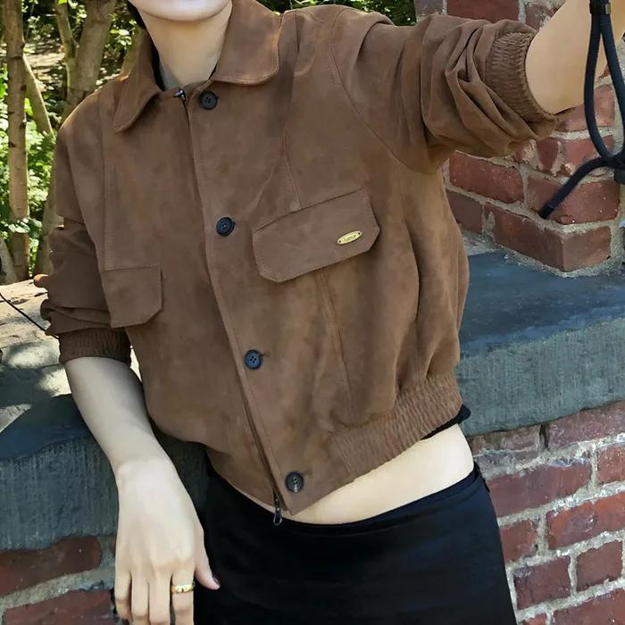 [2차리오더]VOK POCKET LEATHER BLOUSON (SUEDE CAMEL)