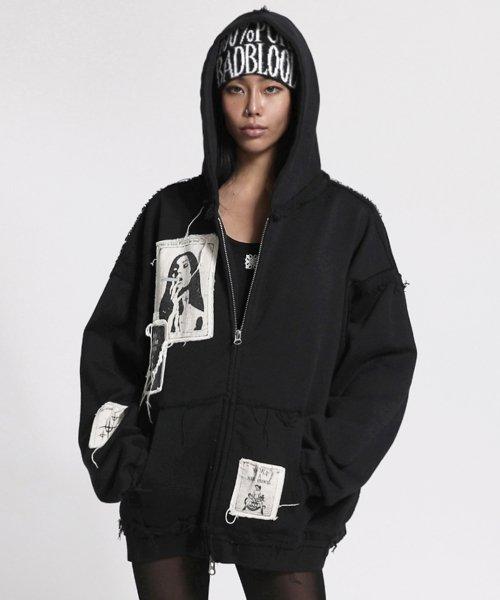 그라임 후드 집업 - 블랙