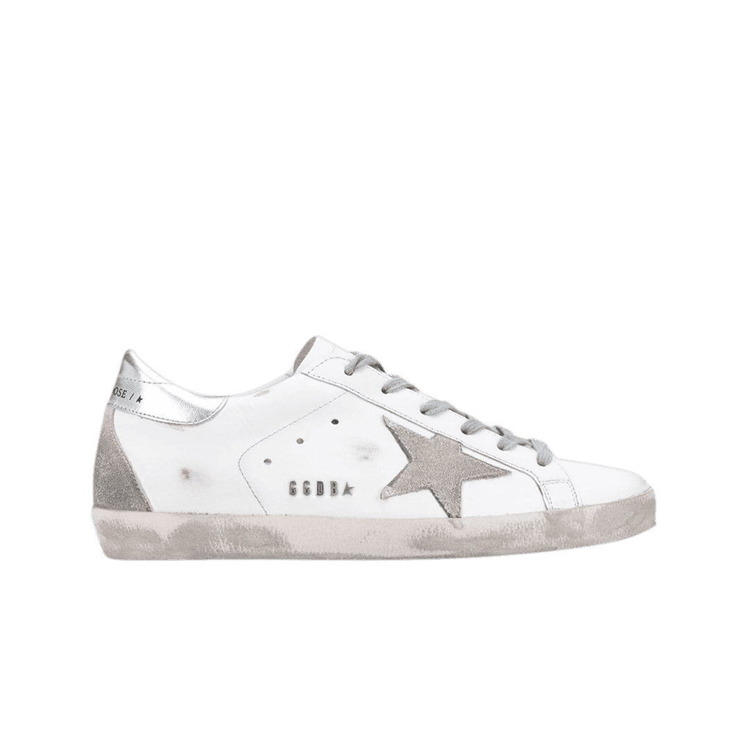 (W) Golden Goose Superstar White Silver Heel Tab Sneakers