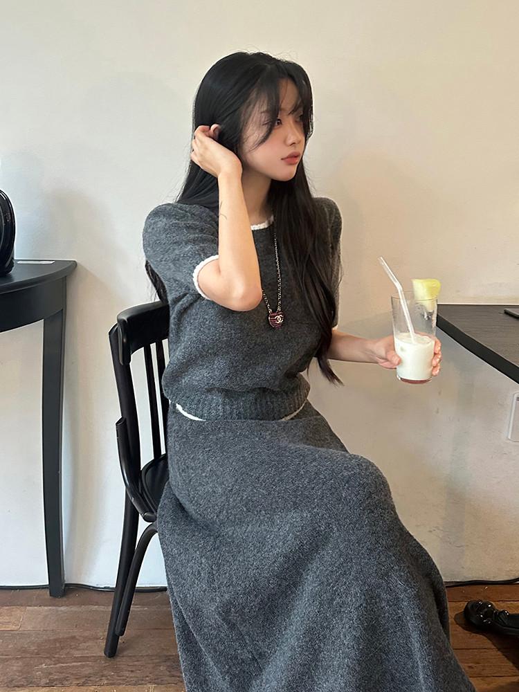 [룸룸] 울 3piece 니트 세트 (long/short)