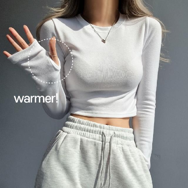 [숏, 롱 기장 선택!] 쫀득 워머 스판 무지 긴팔 티셔츠 - 4color
