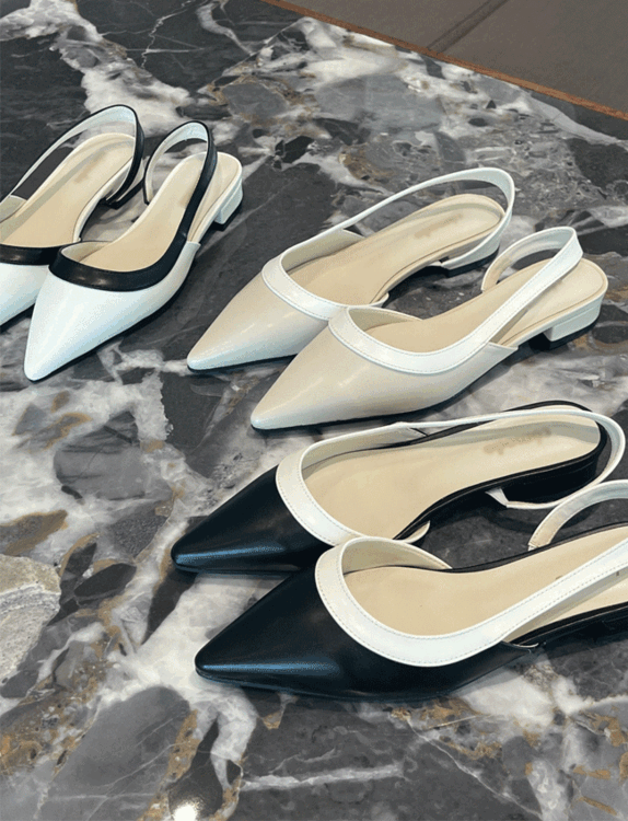 크리미 배색 스틸레토 슬링백 2cm