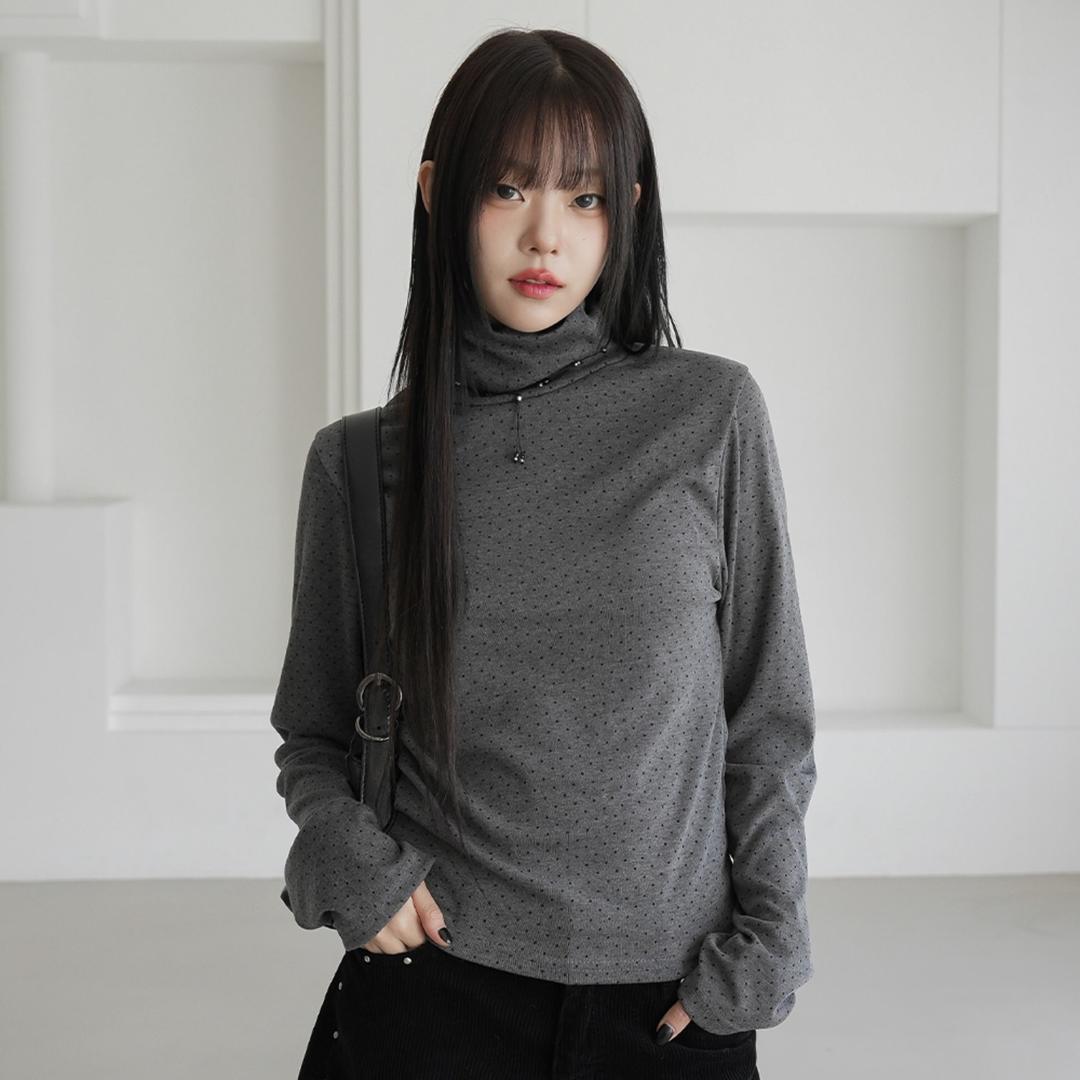 헨버 도트 폴라티셔츠