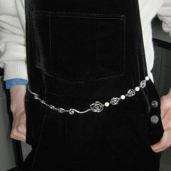 [3차 리오더] Rose Beads Chain Belt (Silver Gold)