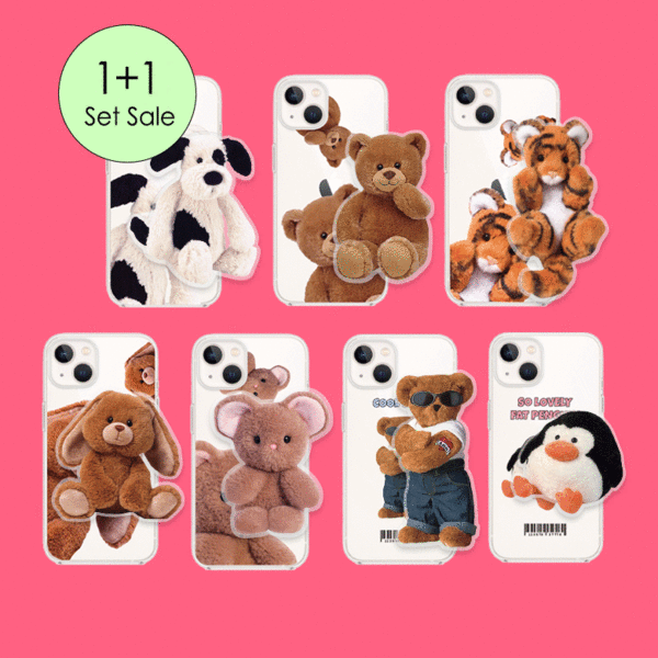 [1+1세트할인] MADE BLING_ 베스트 키치토이 디자인 투명젤리 케이스(+아크릴톡 세트)