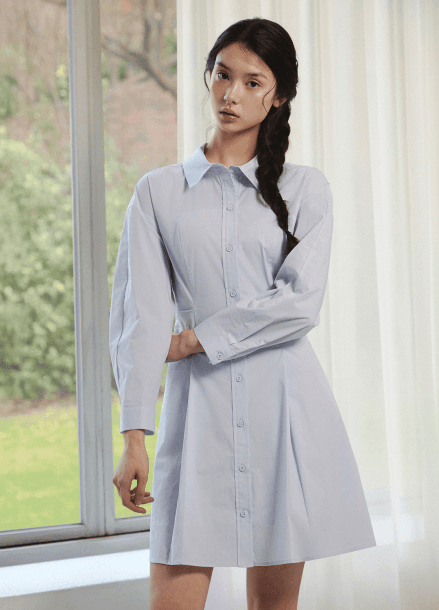 [Exclusive]오픈카라 셔츠 원피스