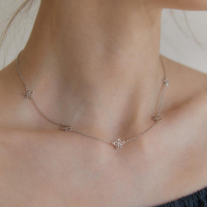 [윈터 착용][silver925]Lissome flower necklace