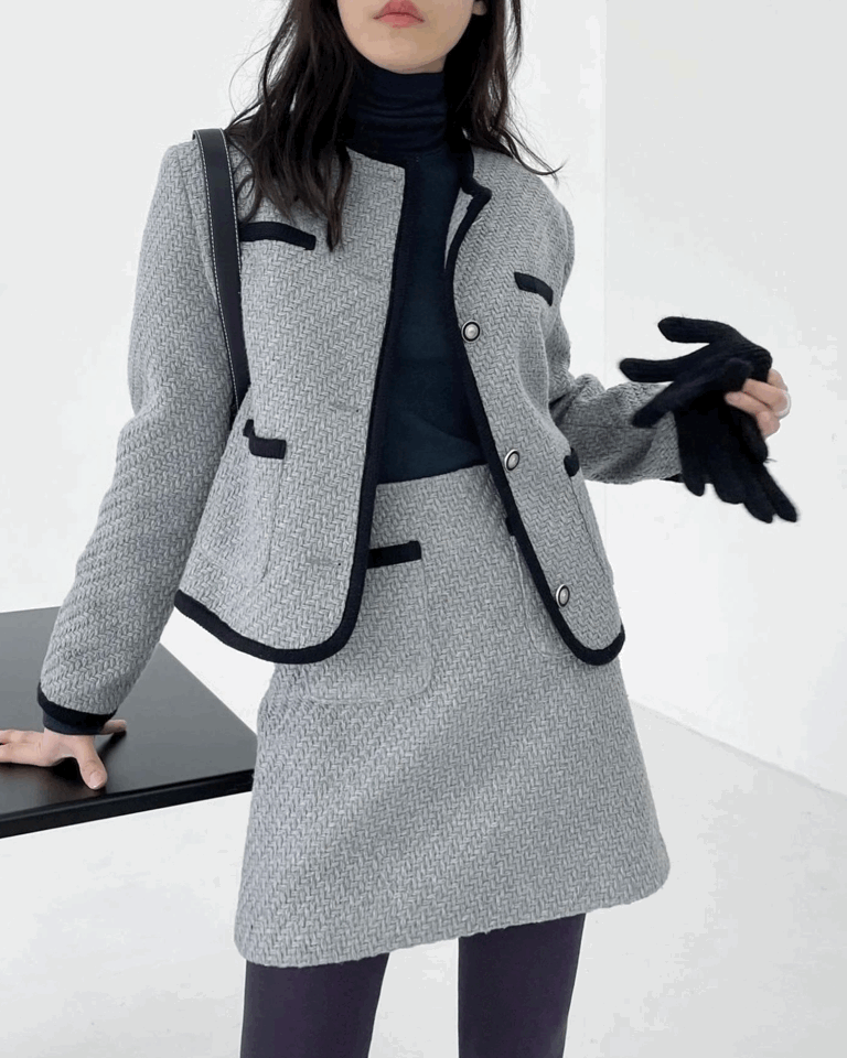 (set) 클래식 포켓 울트위드 미니 스커트[3co]