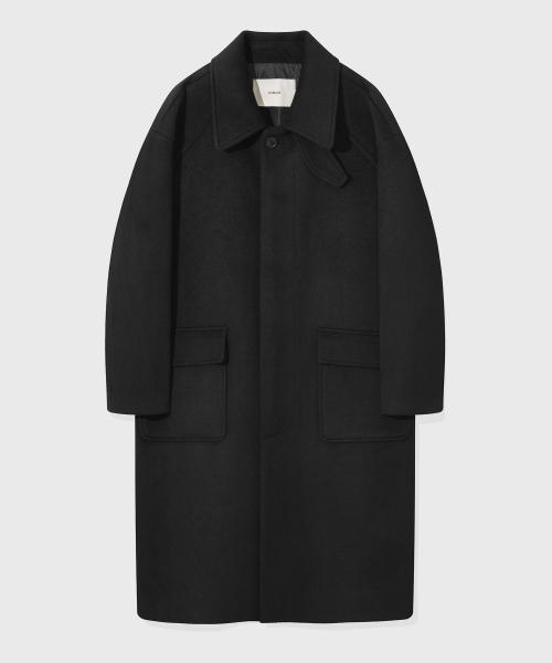[Drape Wool] 캐시미어블렌드 세미오버핏 발마칸 코트_블랙