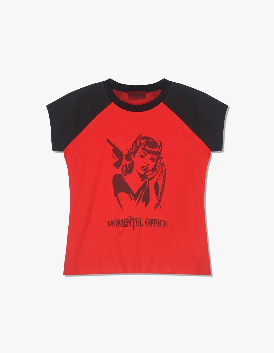 Momentel Office Black Red Nagrang T-Shirt - Black/Red