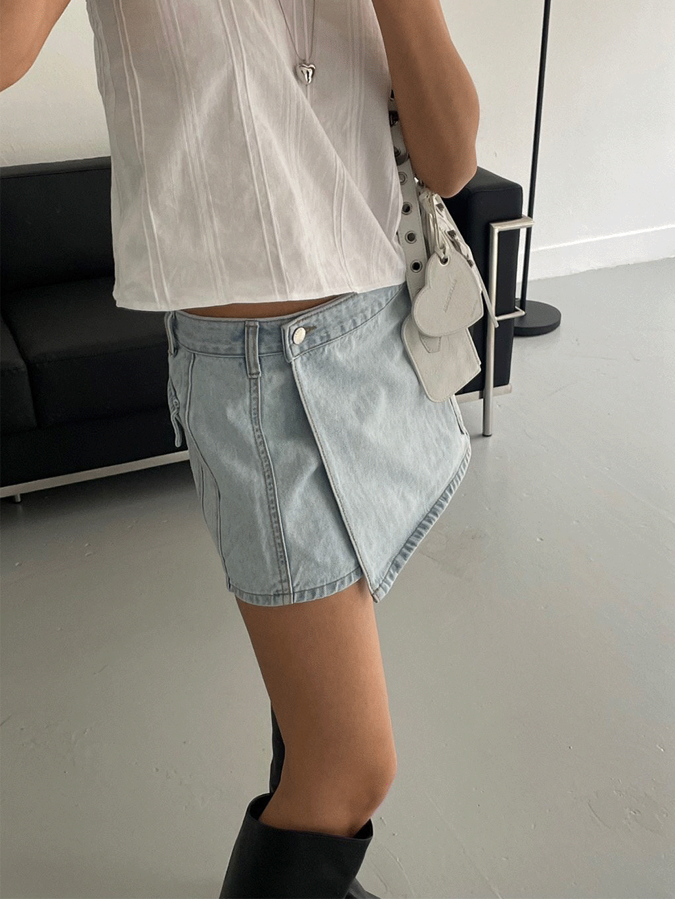 pocket wrap denim skirt