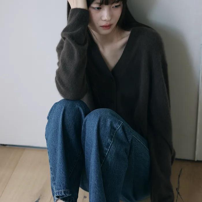 Lein raccoon cardigan (brownie)