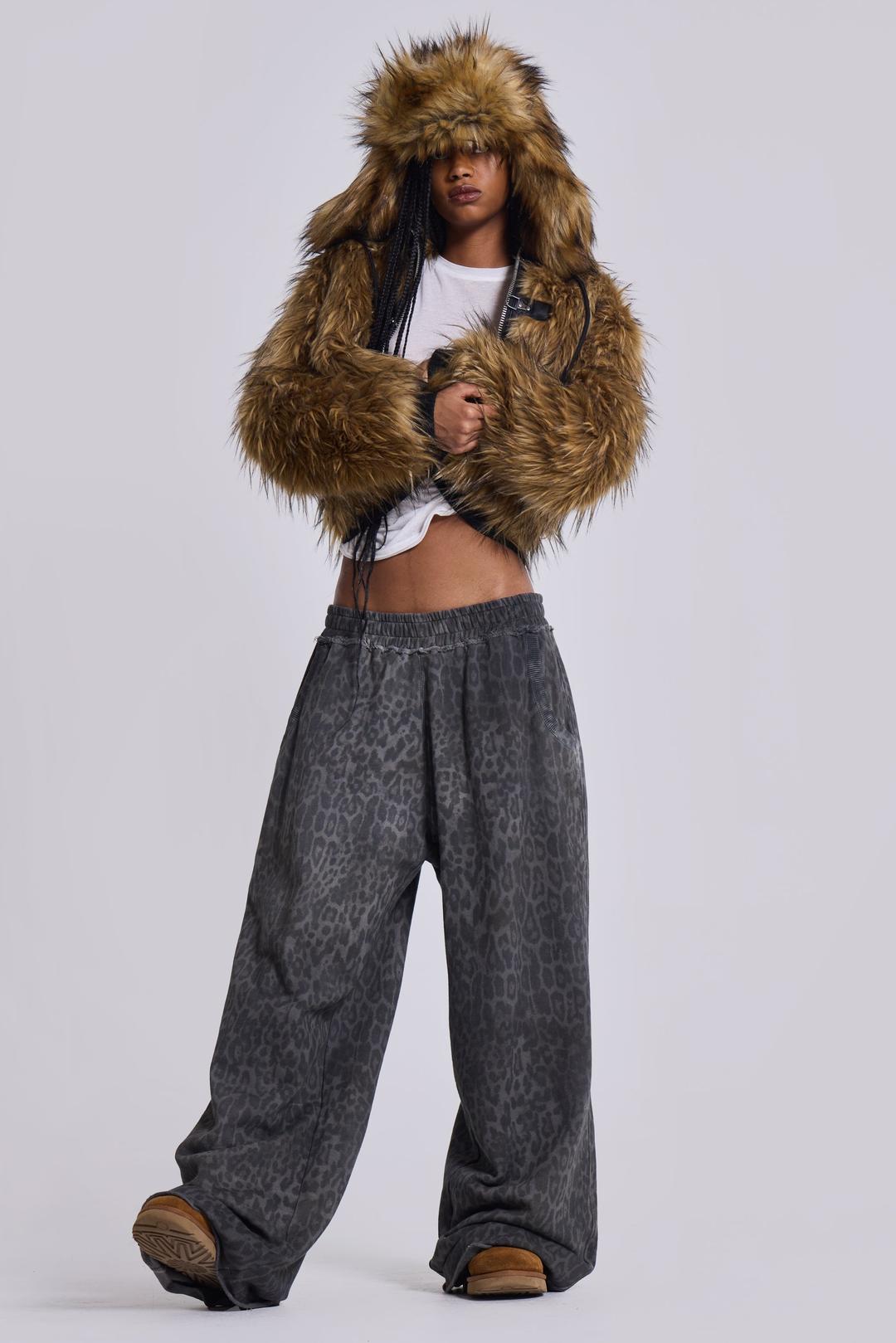 Charcoal Leopard Monster Joggers - XS / Charcoal Leopard