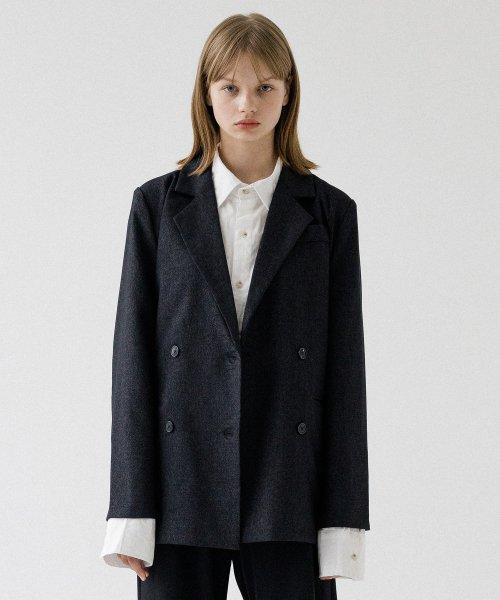 더블 브레스트 자켓 AJK193002-BK