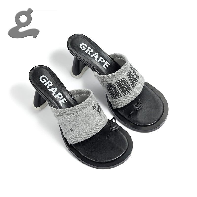 Round-toe print sandals 'Hoodie Star'