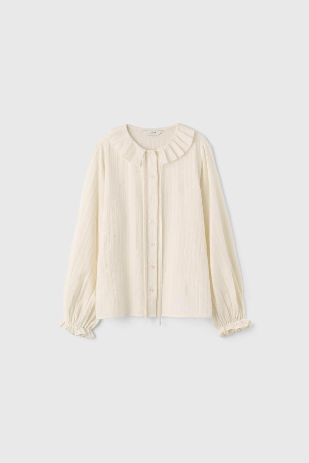 P Collar Soft Brushed Blouse_Natural