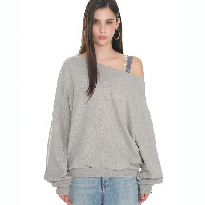 ASYMMETRIC ONE SHOULDER SWEATSHIRT (GREY)
