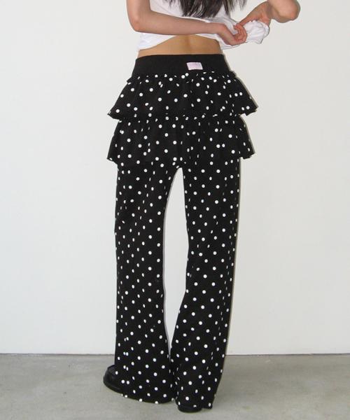 DOT CANCAN RUFFLE LAYERED PANTSKIRT BLACK