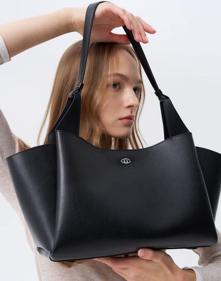 [RAIE] 레이 블랙 소가죽 숄더백 L