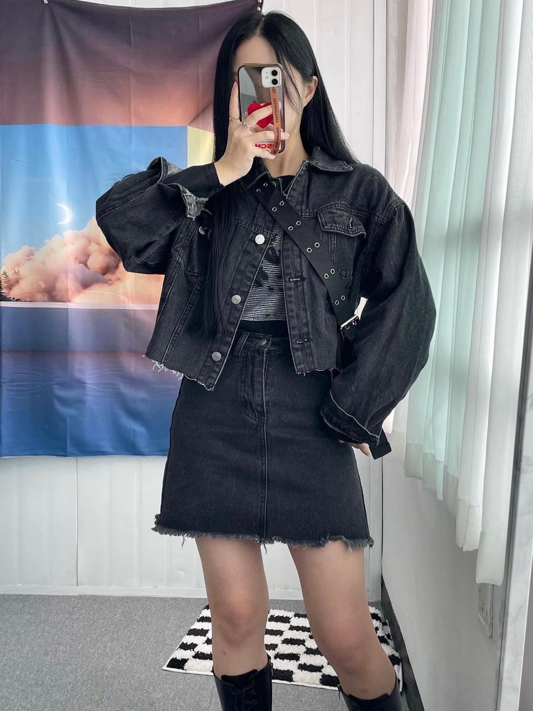 컷팅흑청투피스[자켓+스커트]