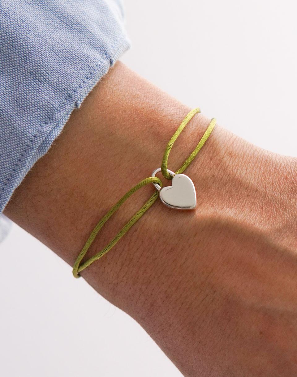 Heart and Lock knot bracelet olive