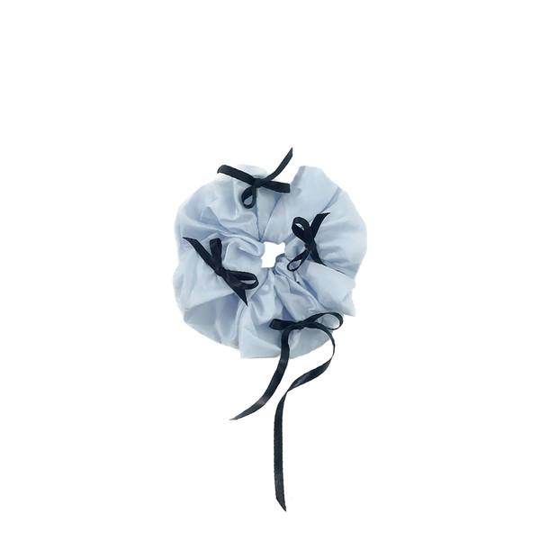 fluffy scrunchie_short ribbon skyblue
