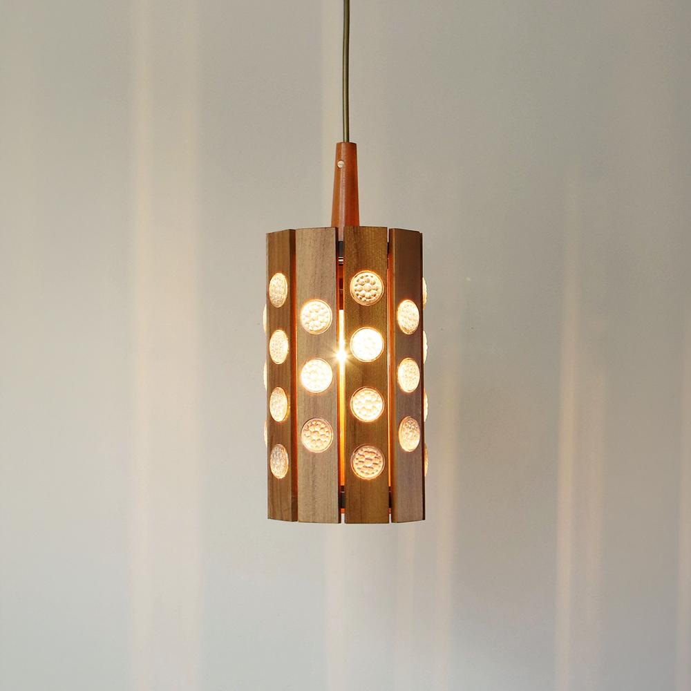 1960s Rich Dresden Wooden Pendant Lamp